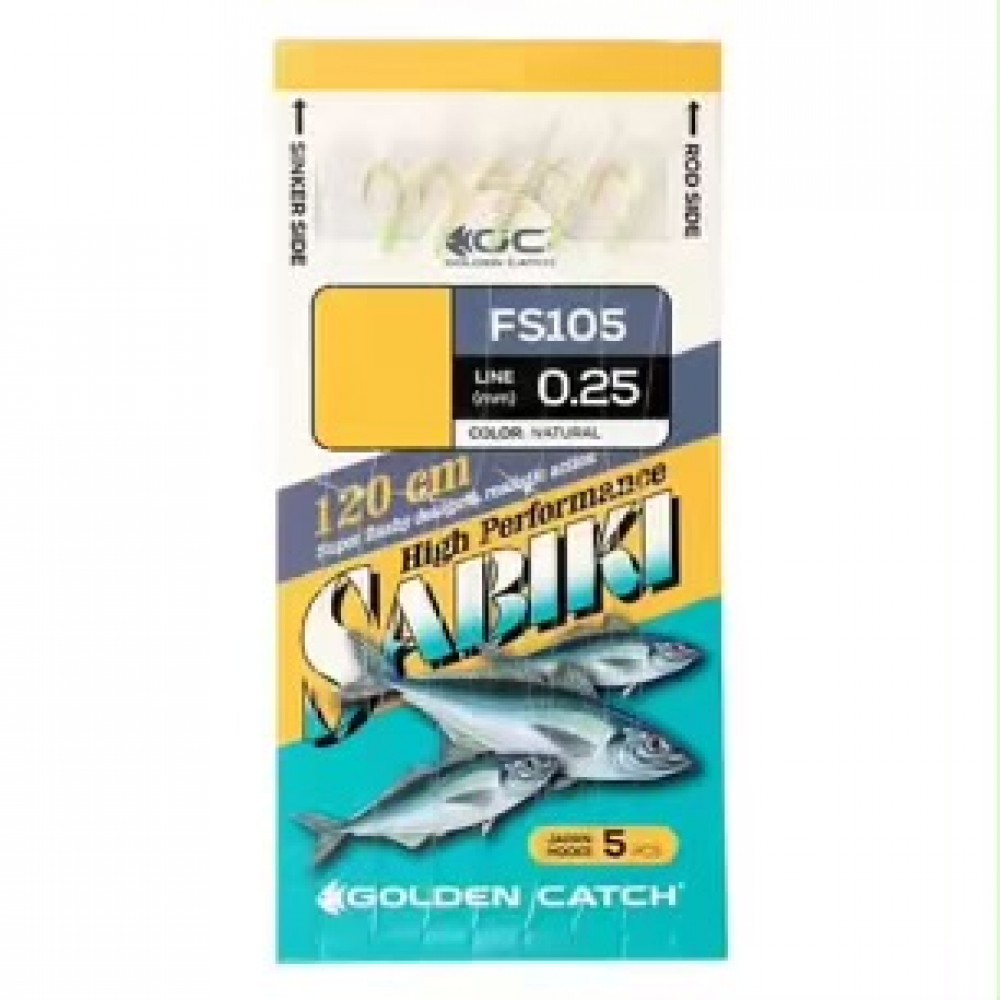 Golden Catch Aji Sabiki FS105 Natural (5 Hooks) Golden Catch Aji Sabiki FS105 Natural 5 Hook Sabiki Rig
