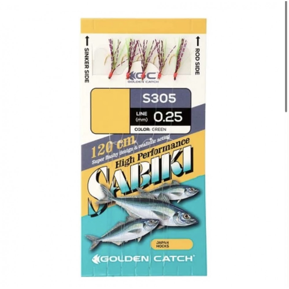 Golden Catch Aji Sabiki S305 Green (5 Hooks) Golden Catch Aji Sabiki S305 Green 5 Hook Sea Fishing Rig