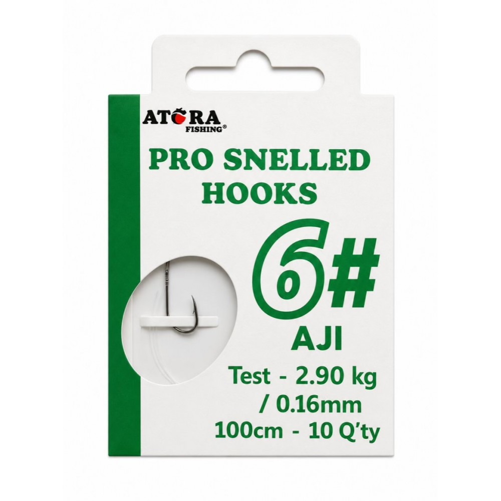 Atora Pro Snelled Hooks Aji Size 6 Atora Pro Snelled Hooks Aji Size 6 0.16mm 100cm