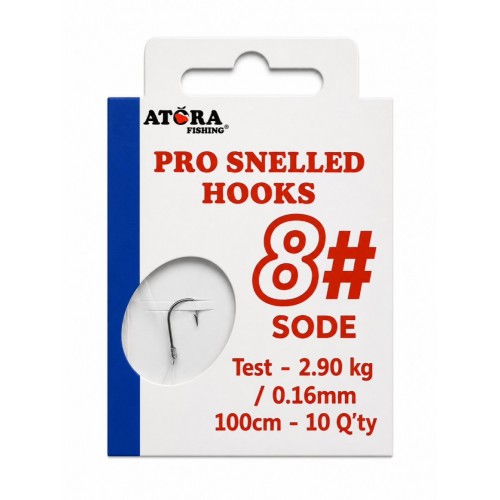Atora Pro Snelled Hooks Sode Size 8 – 0.16mm 100cm