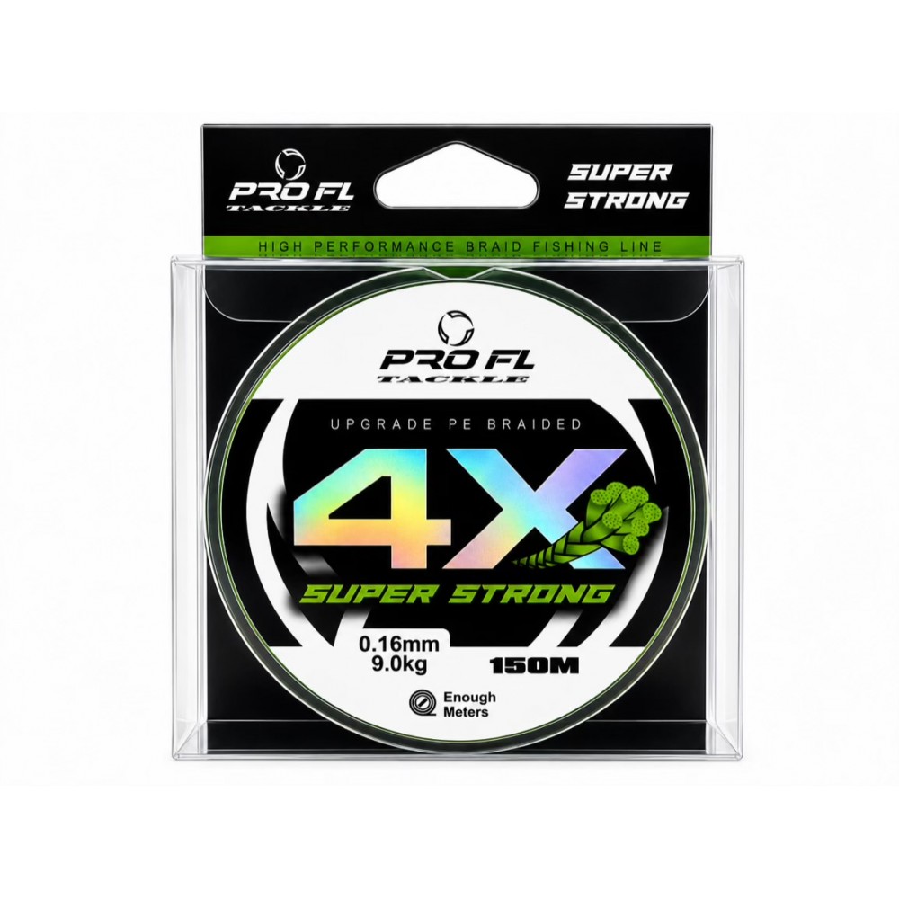 Pro FL X4 Super Strong 4-Strand Braided Fishing Line 150m Pro FL X4 Super Strong 4-Strand Braided Fishing Line 150m Green